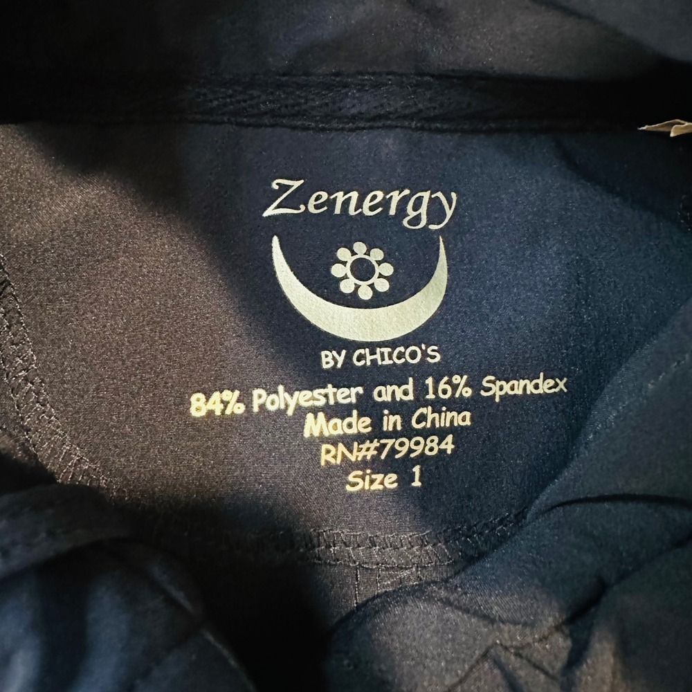 Chicos Zenergy Navy Blue Hooded Full Zip Jacket Windbreaker Womens Size 1 M - Picture 3 of 6